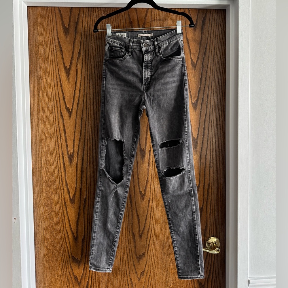 Levi’s Mile High Super Skinny Distressed Black Jeans